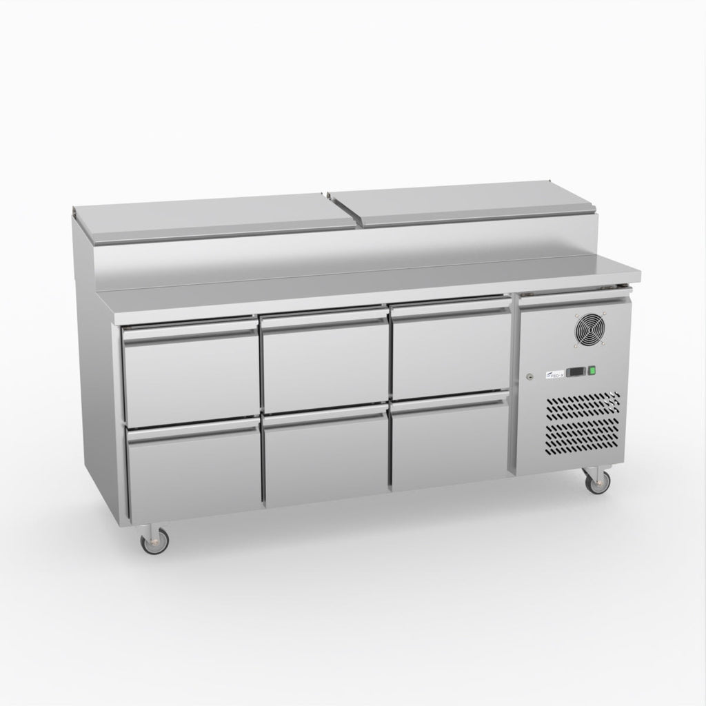 FED-X Six Drawer Salad Prep Fridge XSS7C18S3V-6D