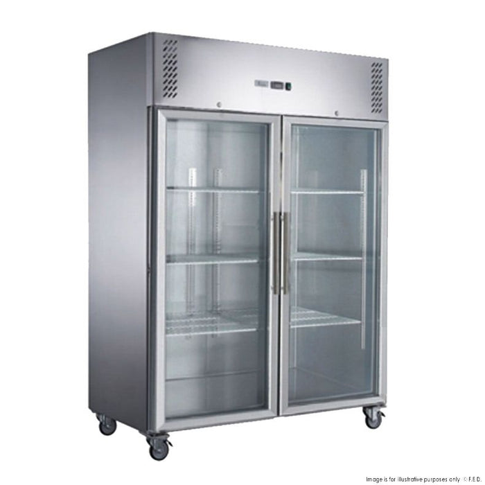 FED-X S/S Two Full Glass Door Upright Fridge XURC1410G2V